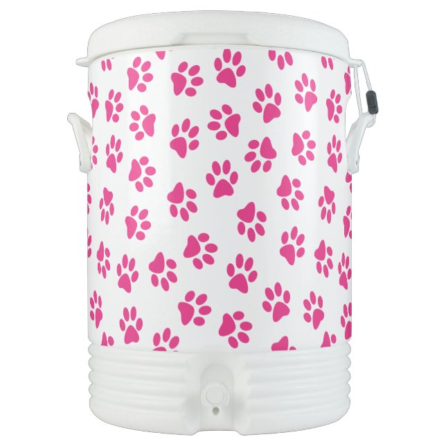 Pattern Of Paws, Dog Paws, Pink Paws Beverage Cooler (Front)
