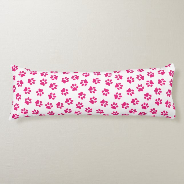 Pattern Of Paws, Dog Paws, Pink Paws Body Pillow (Front)