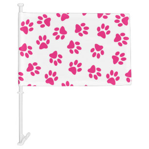 Pattern Of Paws, Dog Paws, Pink Paws Car Flag