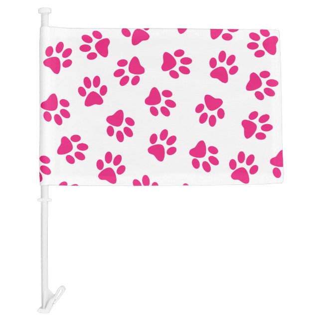 Pattern Of Paws, Dog Paws, Pink Paws Car Flag (Front)