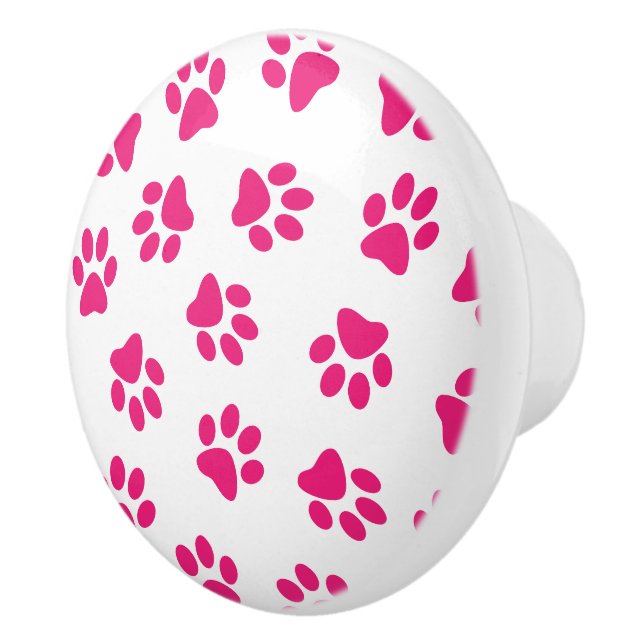 Pattern Of Paws, Dog Paws, Pink Paws Ceramic Knob (Right)