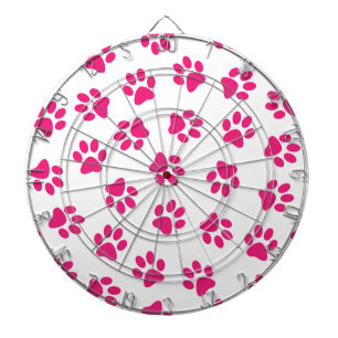 Pattern Of Paws, Dog Paws, Pink Paws Dart Board