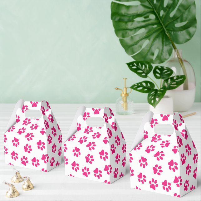 Pattern Of Paws, Dog Paws, Pink Paws Favor Boxes (Multiple)