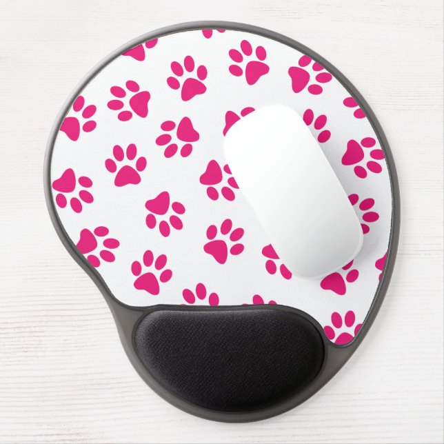 Pattern Of Paws, Dog Paws, Pink Paws Gel Mouse Pad (Left Side)