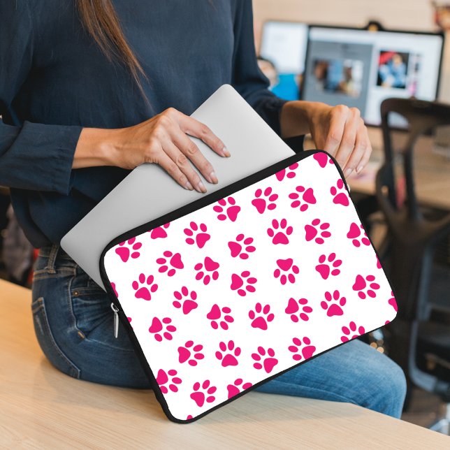 Pattern Of Paws, Dog Paws, Pink Paws Laptop Sleeve (Creator Uploaded)