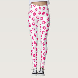 Pattern Of Paws, Dog Paws, Pink Paws Leggings
