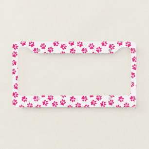 Pattern Of Paws, Dog Paws, Pink Paws License Plate Frame