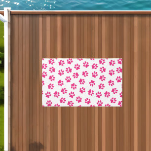 Pattern Of Paws, Dog Paws, Pink Paws Outdoor Rug