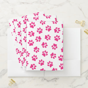 Pattern Of Paws, Dog Paws, Pink Paws Pocket Folder