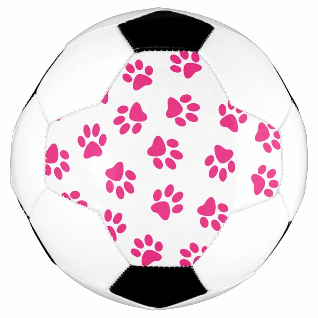 Pattern Of Paws, Dog Paws, Pink Paws Soccer Ball (Front)
