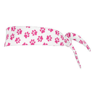 Pattern Of Paws, Dog Paws, Pink Paws Tie Headband