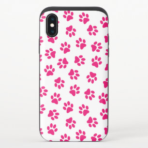 Pattern Of Paws, Dog Paws, Pink Paws iPhone XS Slider Case