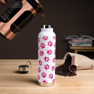 Pattern Of Paws, Dog Paws, Pink Paws Water Bottle
