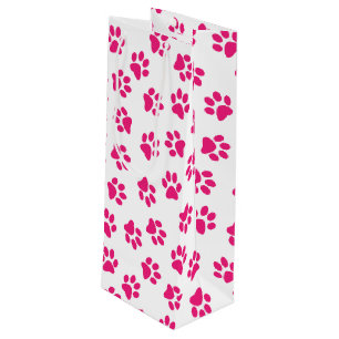 Pattern Of Paws, Dog Paws, Pink Paws Wine Gift Bag