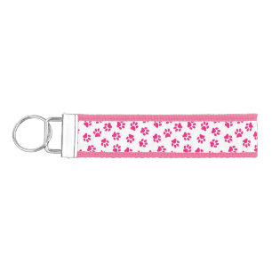 Pattern Of Paws, Dog Paws, Pink Paws Wrist Keychain