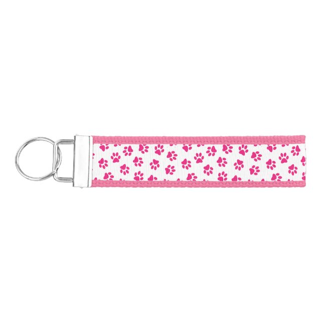 Pattern Of Paws, Dog Paws, Pink Paws Wrist Keychain (Keys on Left)