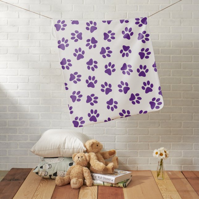 Pattern Of Paws, Dog Paws, Purple Paws Baby Blanket (In Situ)