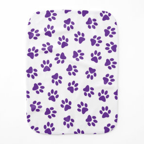 Pattern Of Paws, Dog Paws, Purple Paws Baby Burp Cloth