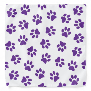 Pattern Of Paws, Dog Paws, Purple Paws Bandana