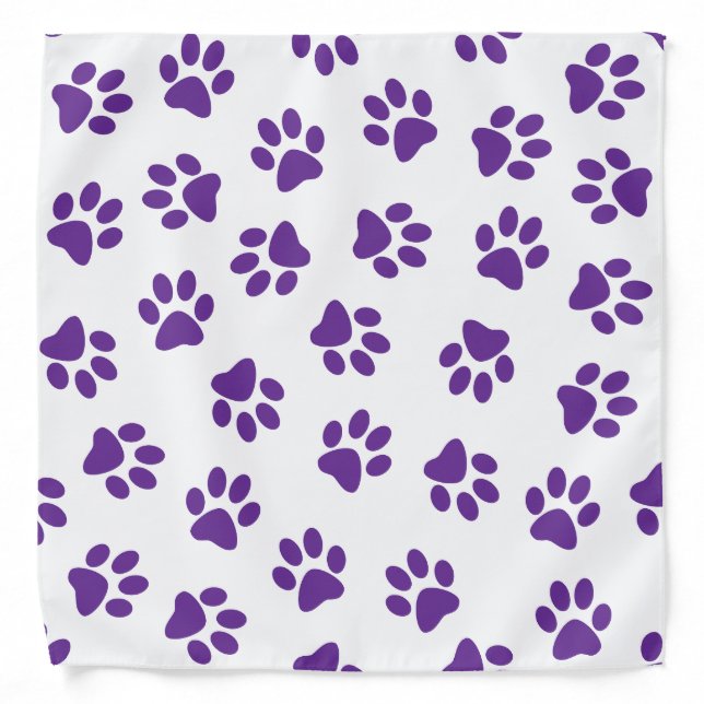 Pattern Of Paws, Dog Paws, Purple Paws Bandana (Front)