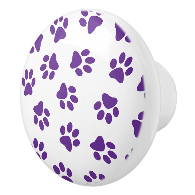 Pattern Of Paws, Dog Paws, Purple Paws Ceramic Knob (Right)