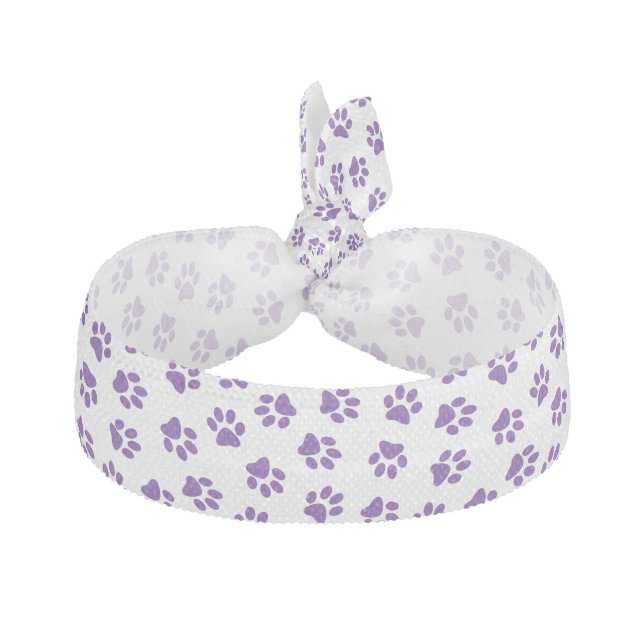 Pattern Of Paws, Dog Paws, Purple Paws Elastic Hair Tie (Front)
