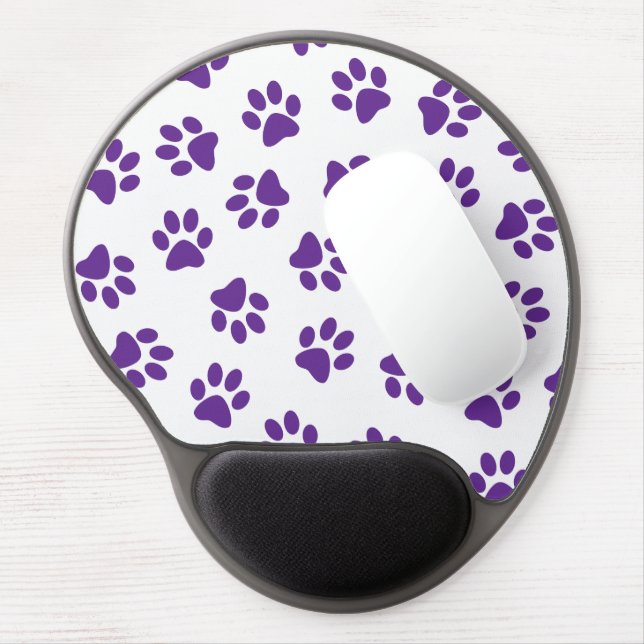 Pattern Of Paws, Dog Paws, Purple Paws Gel Mouse Pad (Left Side)