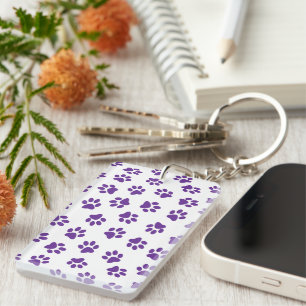 Pattern Of Paws, Dog Paws, Purple Paws Keychain