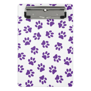Pattern Of Paws, Dog Paws, Purple Paws Mini Clipboard