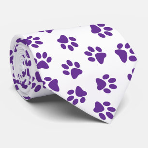Pattern Of Paws, Dog Paws, Purple Paws Neck Tie