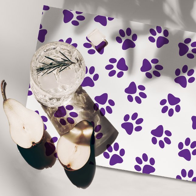 Pattern Of Paws, Dog Paws, Purple Paws Placemat (Creator Uploaded)