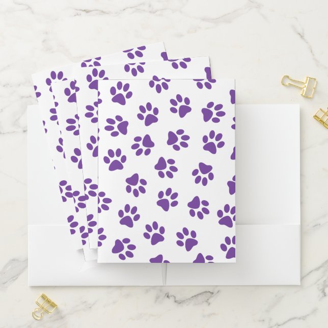 Pattern Of Paws, Dog Paws, Purple Paws Pocket Folder (In Situ)