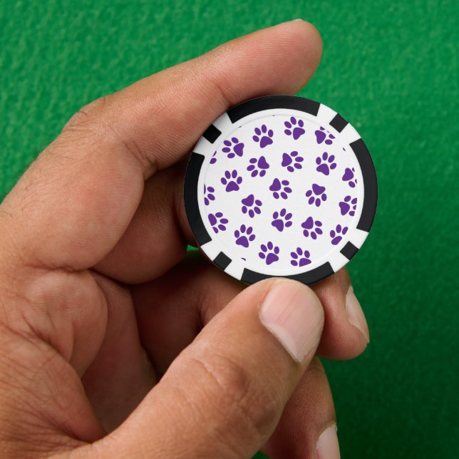 Pattern Of Paws, Dog Paws, Purple Paws Poker Chips (Hand)