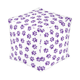 Pattern Of Paws, Dog Paws, Purple Paws Pouf