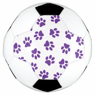 Pattern Of Paws, Dog Paws, Purple Paws Soccer Ball