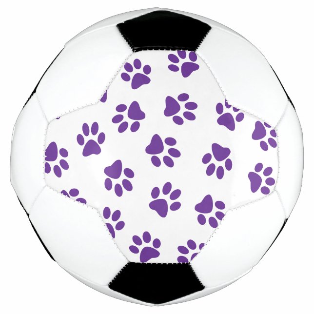 Pattern Of Paws, Dog Paws, Purple Paws Soccer Ball (Front)