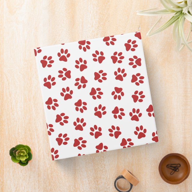 Pattern Of Paws, Dog Paws, Red Paws 3 Ring Binder (In Situ)