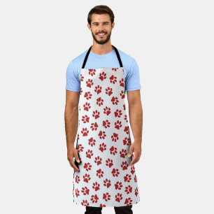 Pattern Of Paws, Dog Paws, Red Paws Apron