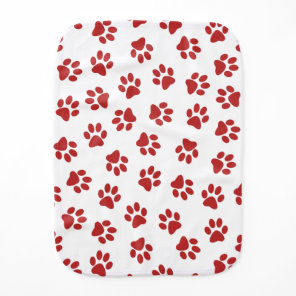 Pattern Of Paws, Dog Paws, Red Paws Baby Burp Cloth