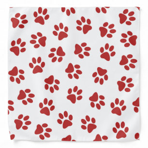 Pattern Of Paws, Dog Paws, Red Paws Bandana