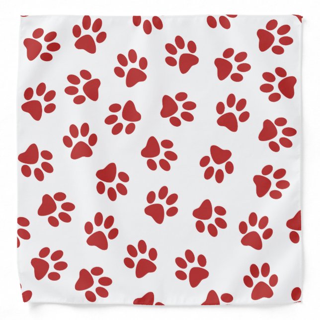 Pattern Of Paws, Dog Paws, Red Paws Bandana (Front)