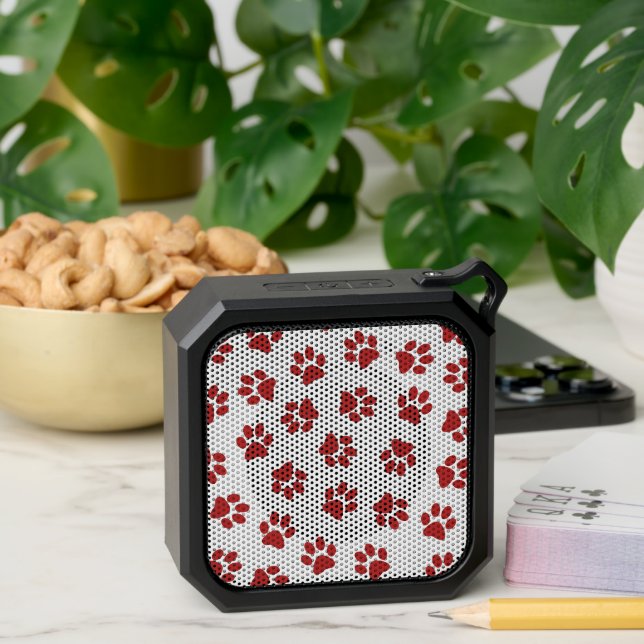 Pattern Of Paws, Dog Paws, Red Paws Bluetooth Speaker (Insitu(Table))