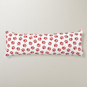 Pattern Of Paws, Dog Paws, Red Paws Body Pillow