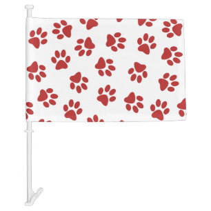 Pattern Of Paws, Dog Paws, Red Paws Car Flag