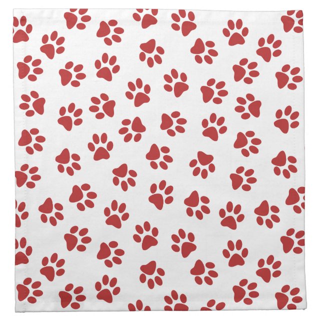 Pattern Of Paws, Dog Paws, Red Paws Cloth Napkin (Front)