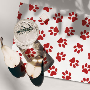 Pattern Of Paws, Dog Paws, Red Paws Cloth Placemat
