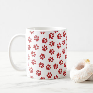 Pattern Of Paws, Dog Paws, Red Paws Coffee Mug
