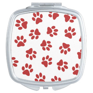 Pattern Of Paws, Dog Paws, Red Paws Compact Mirror