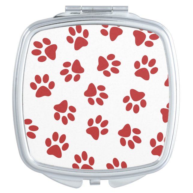 Pattern Of Paws, Dog Paws, Red Paws Compact Mirror (Front)