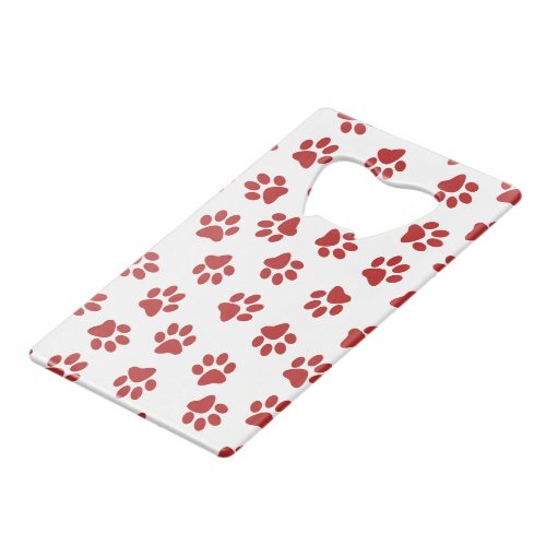 Pattern Of Paws Dog Paws Red Paws Credit Card Bottle Opener